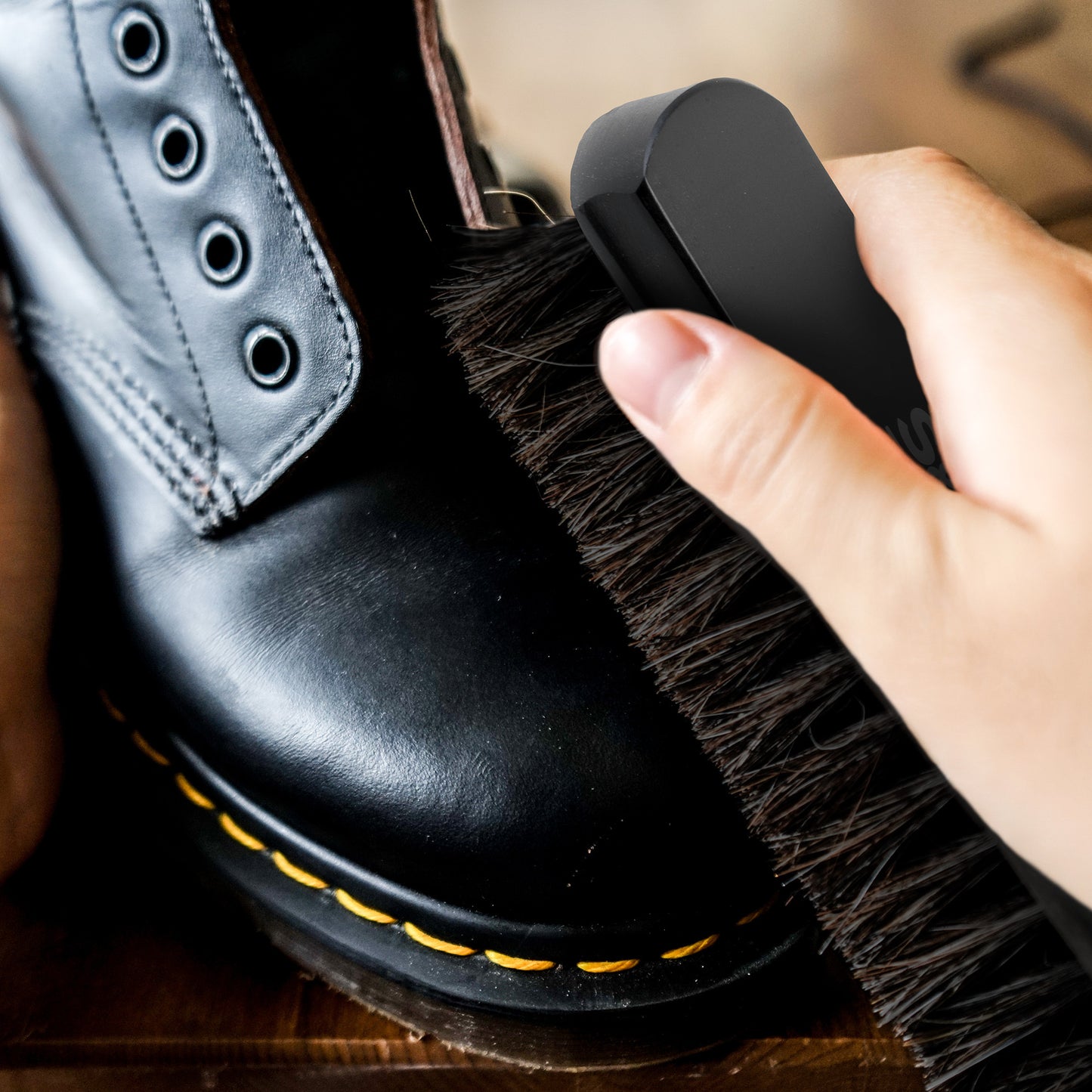 Black Horse Hair Shoe Brush - For Pristine Leather Care