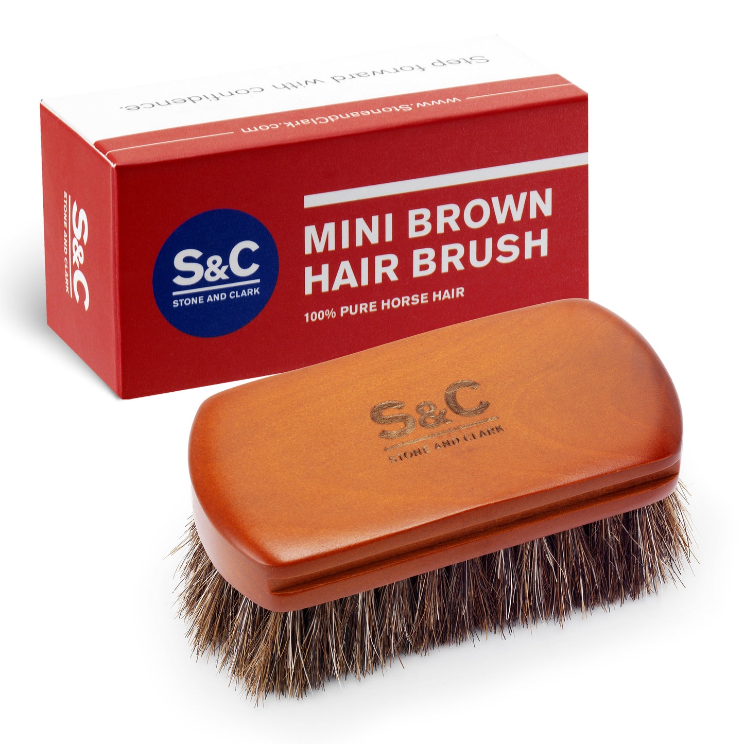 Portable Mini Horsehair Shoe Brush - brown