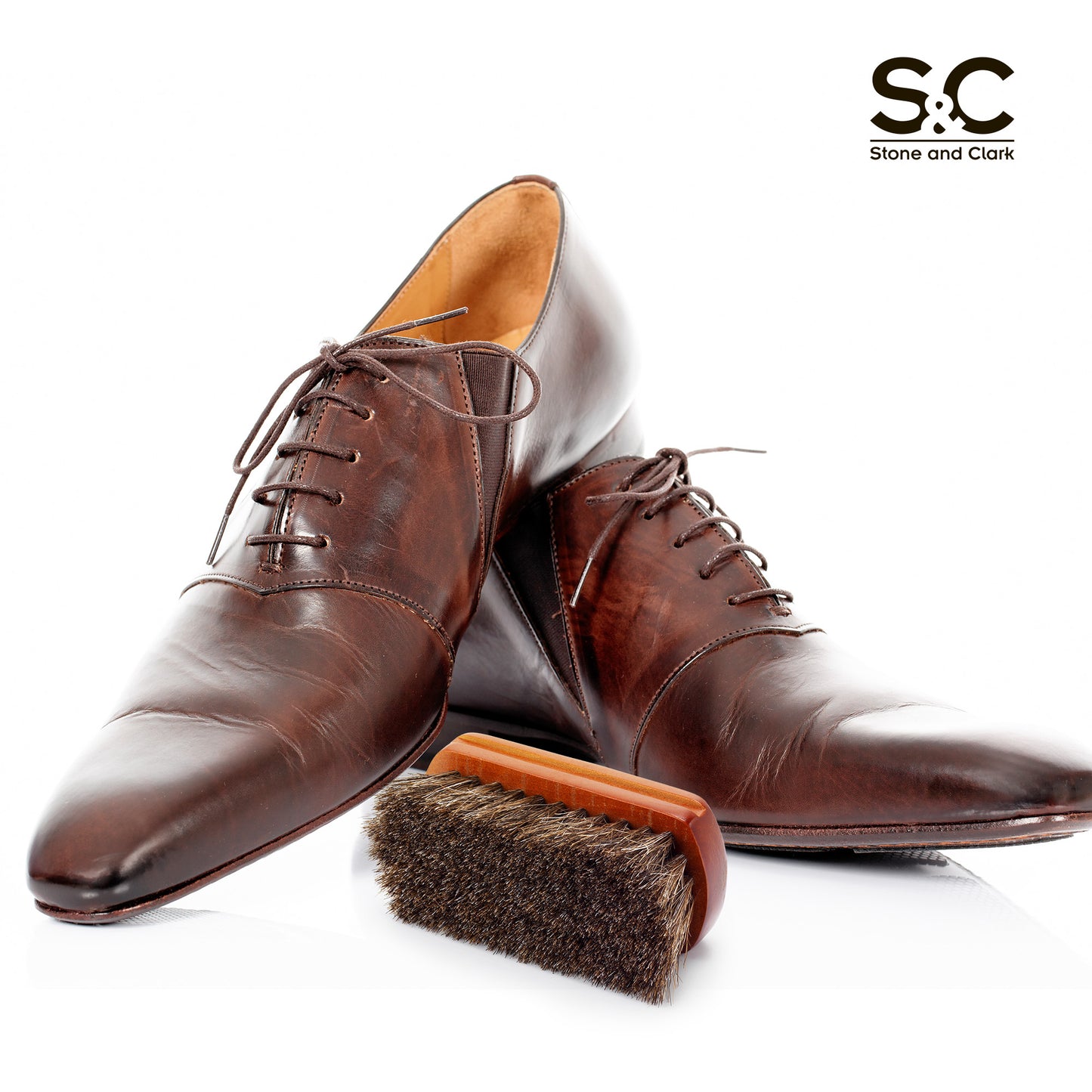 Portable Mini Horsehair Shoe Brush - brown