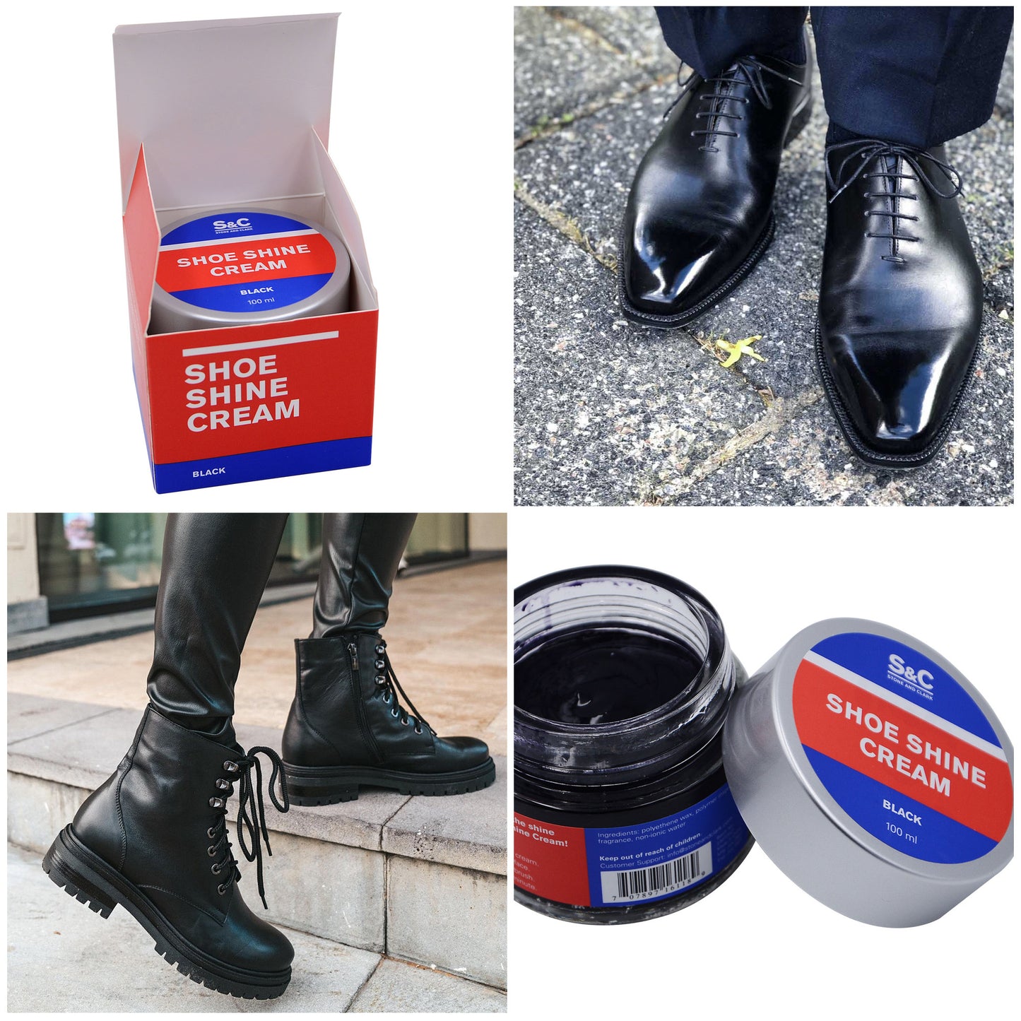 Black Cream Shoe Polish, 3.38 oz.