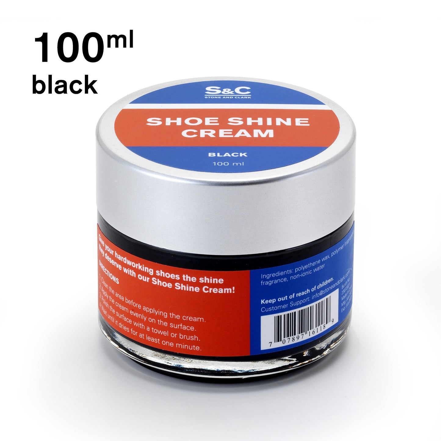 Black Cream Shoe Polish, 3.38 oz.
