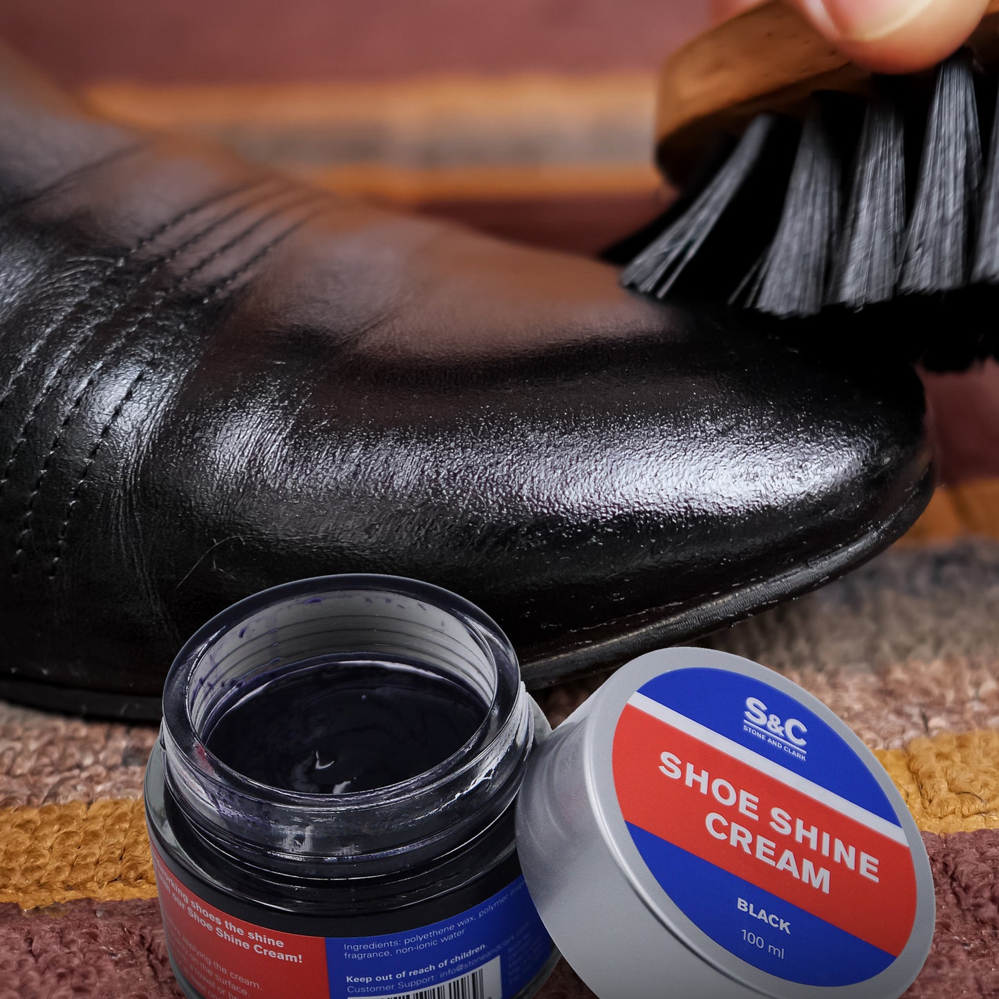 Black Cream Shoe Polish, 3.38 oz.