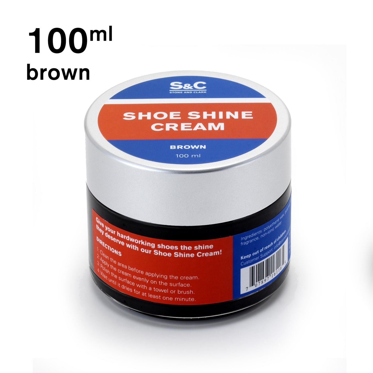 Brown Cream Shoe Polish, 3.38oz.