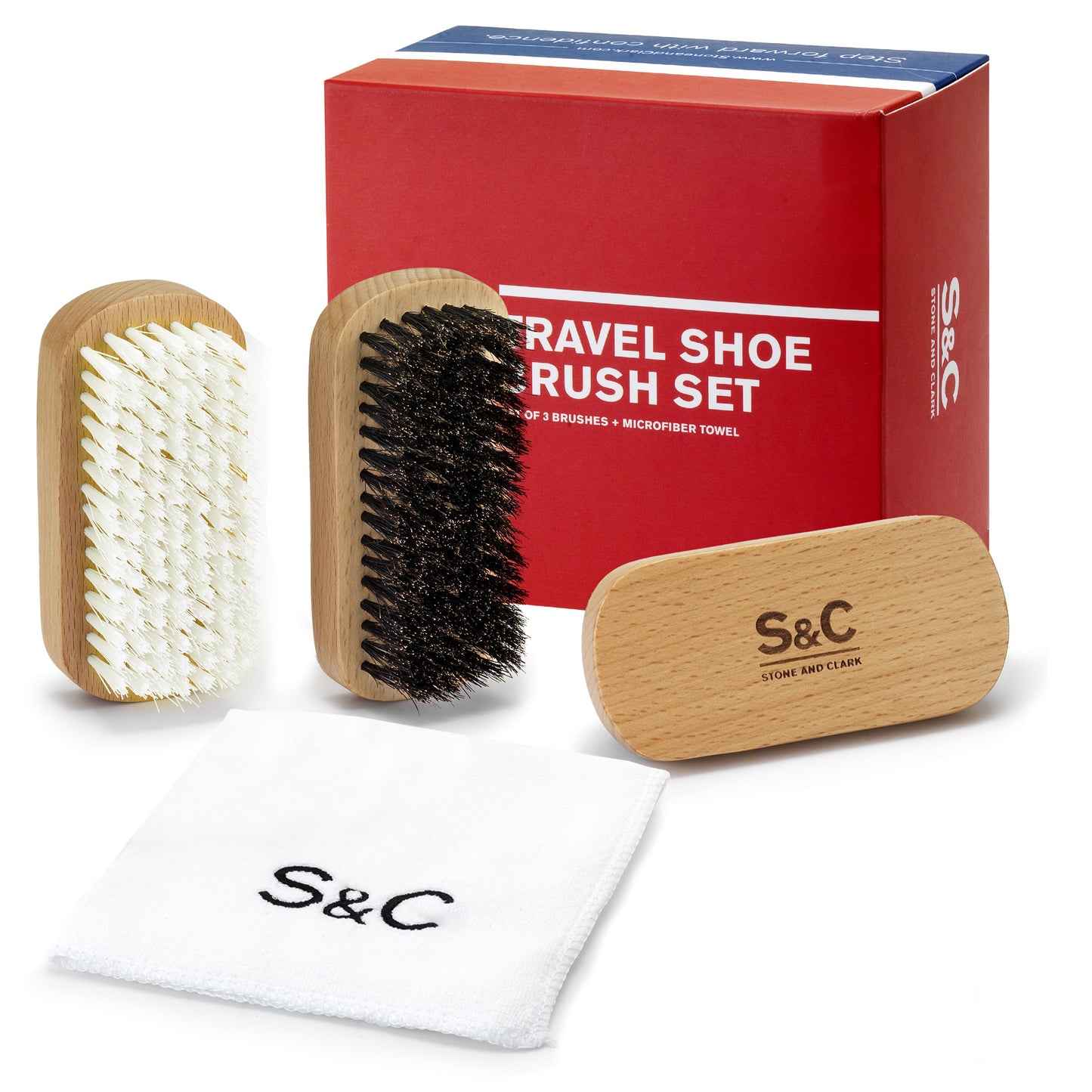 Travel Shoe Brush Set for Polishing and Cleaning Shoes & Sneakers