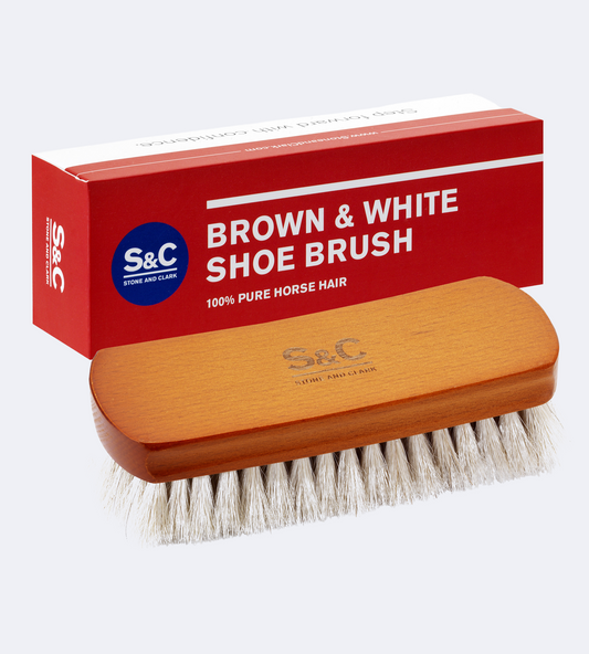 Premium White Horsehair Leather Shoe Brush