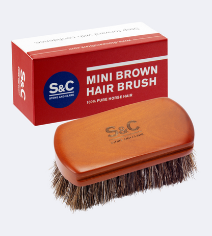 Portable Mini Horsehair Shoe Brush - brown