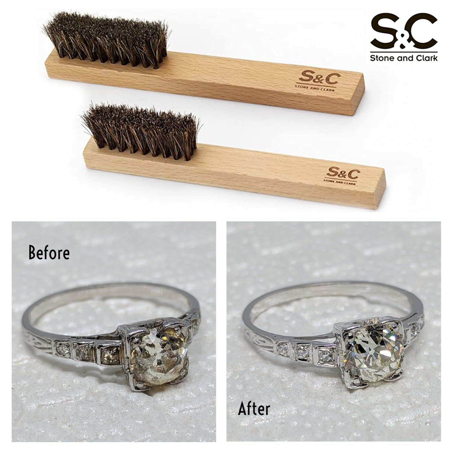 Durable Horsehair Jewelry & Detail Cleaning Brushes