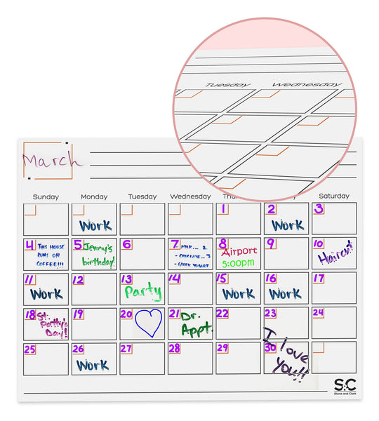 Stone and Clark Magnetic Dry Erase Calendar and Weekly Planner