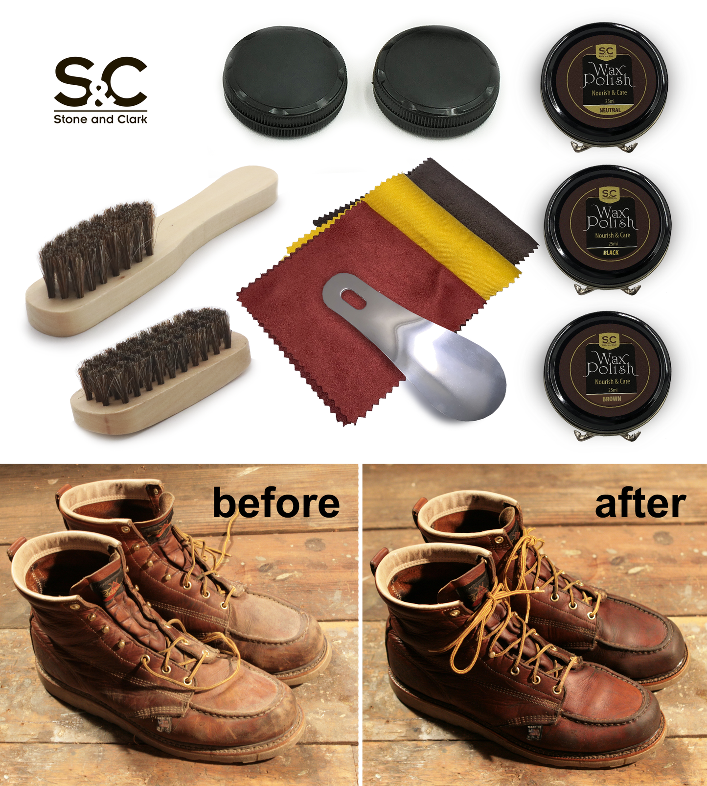12PC Leather Shoe Shine & Care Kit for Men & Women – Stone&Clark