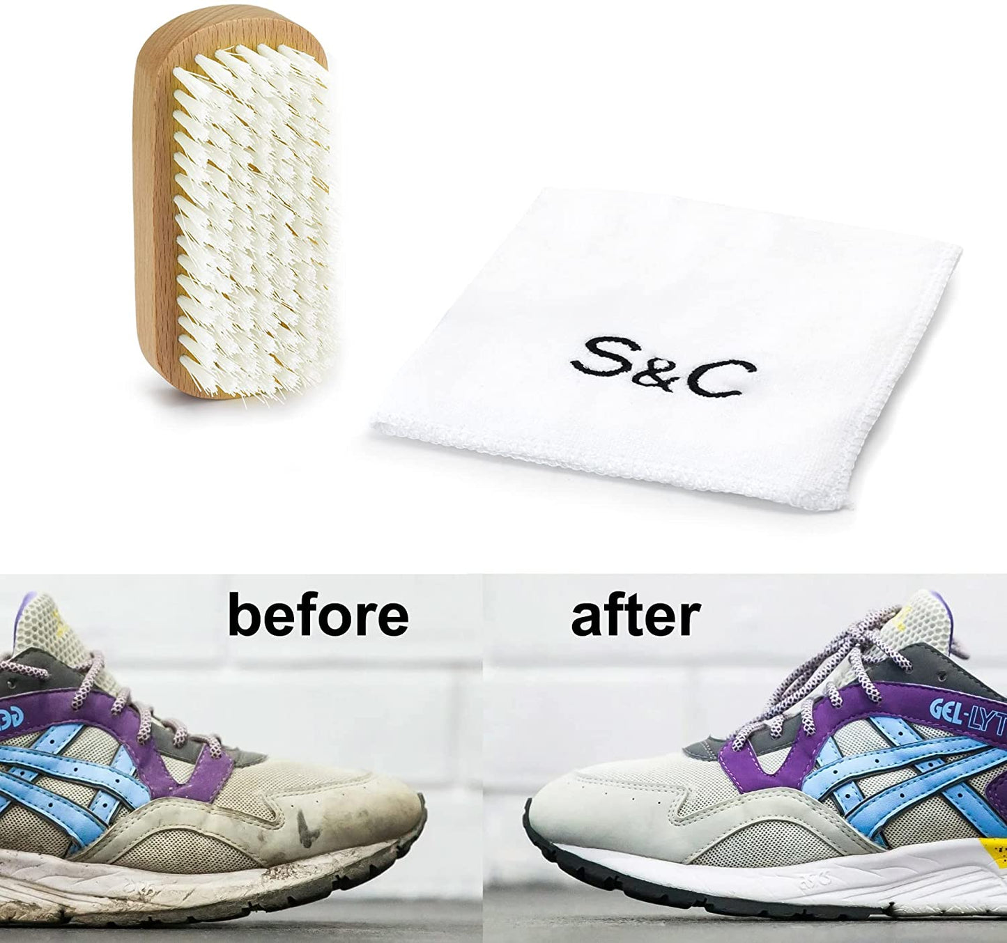 Travel Shoe Brush Set for Polishing and Cleaning Shoes & Sneakers