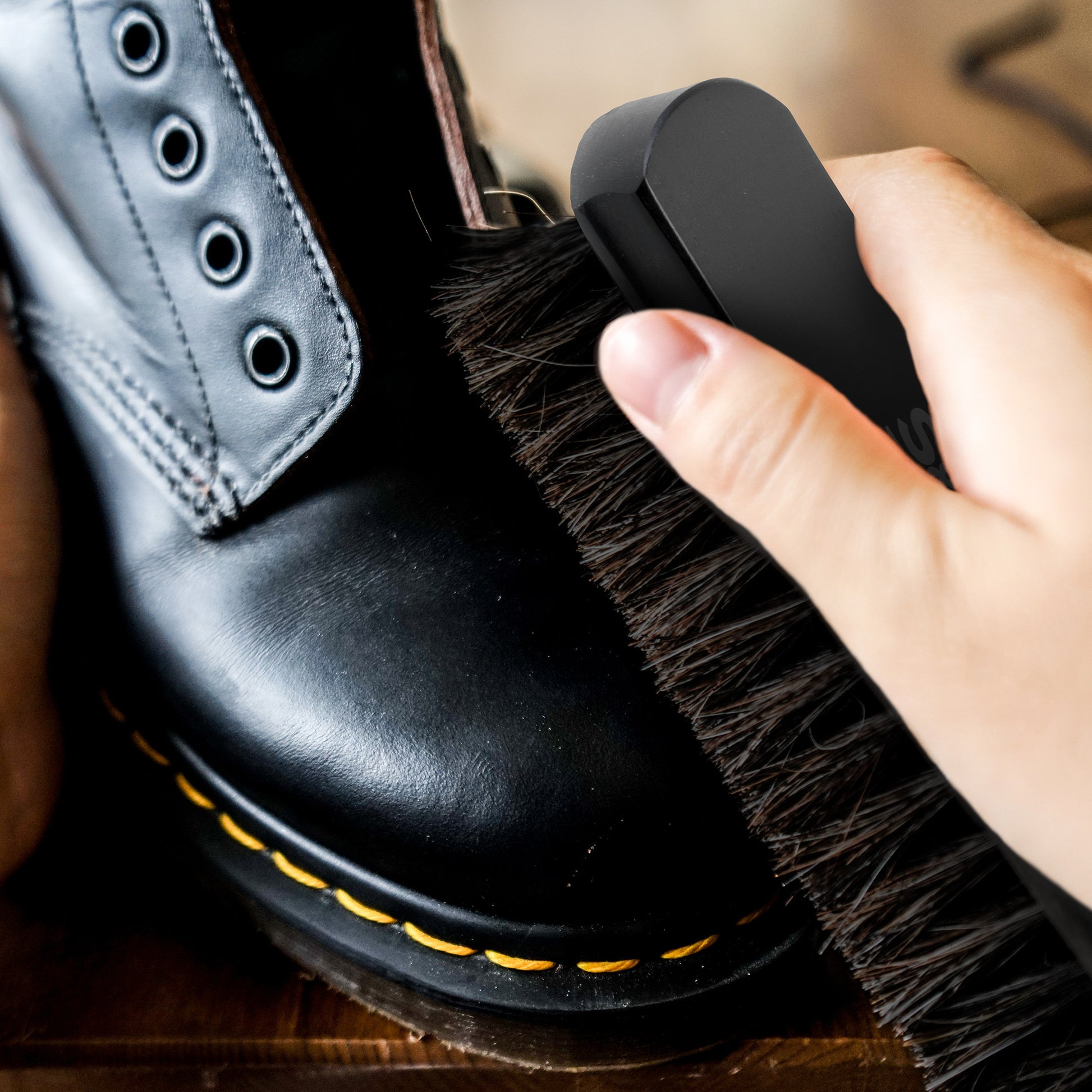 Premium Horse Hair Shoe Brush – Gentle Leather Polishing – Stone&Clark