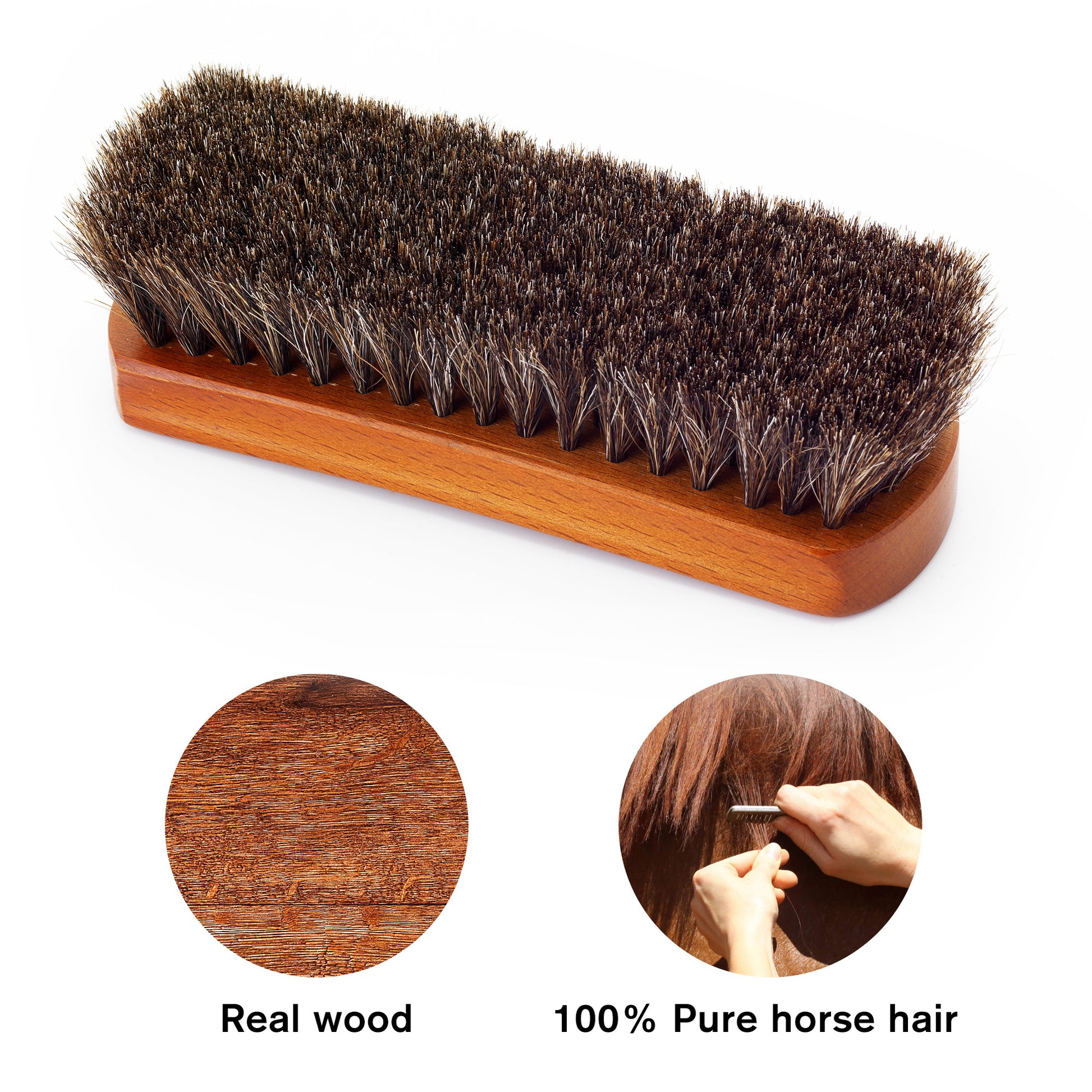 Horse hair brush for cleaning | Natural Brown Horse Hair