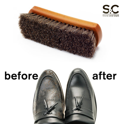 Brown Horsehair Shoe Brush - Premium Leather Care