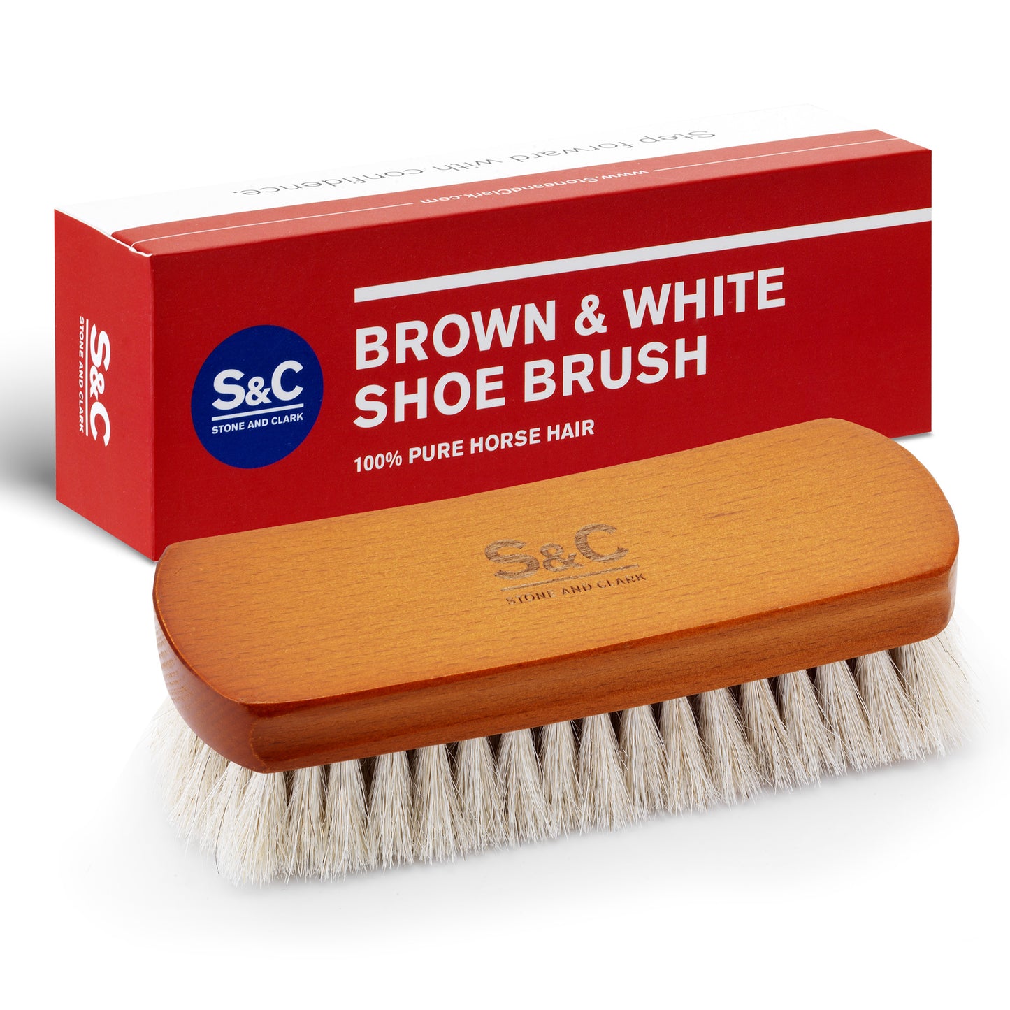 Premium White Horsehair Leather Shoe Brush