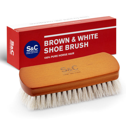 Premium White Horsehair Shoe Brush