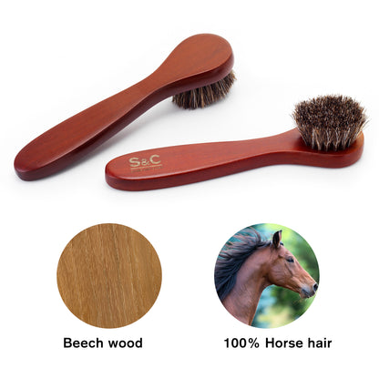 Deluxe Horse Hair Shoe Brush Set - Brown