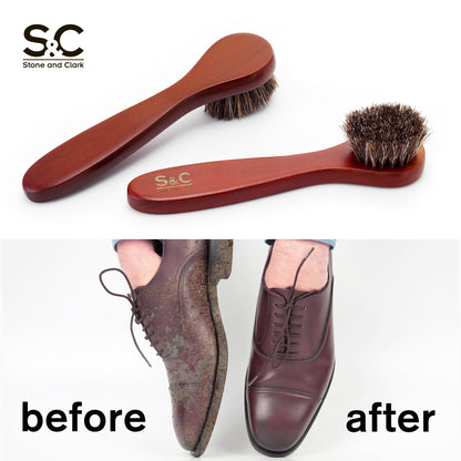 Deluxe Horse Hair Shoe Brush Set - Brown