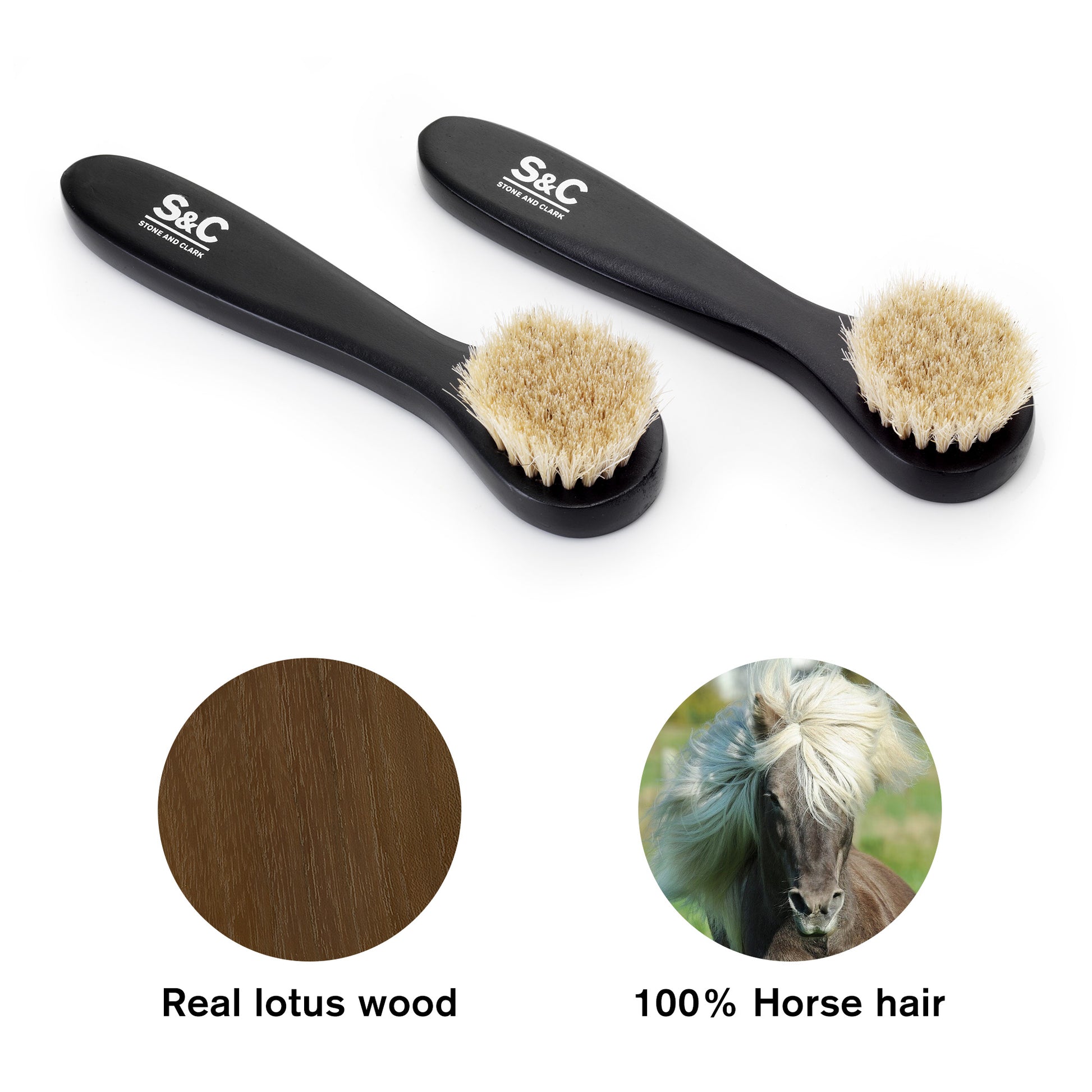 Stone and Clark Jewelry Cleaning Brush - Small Horse Hair Brushes for  Laundry w/ Microfiber