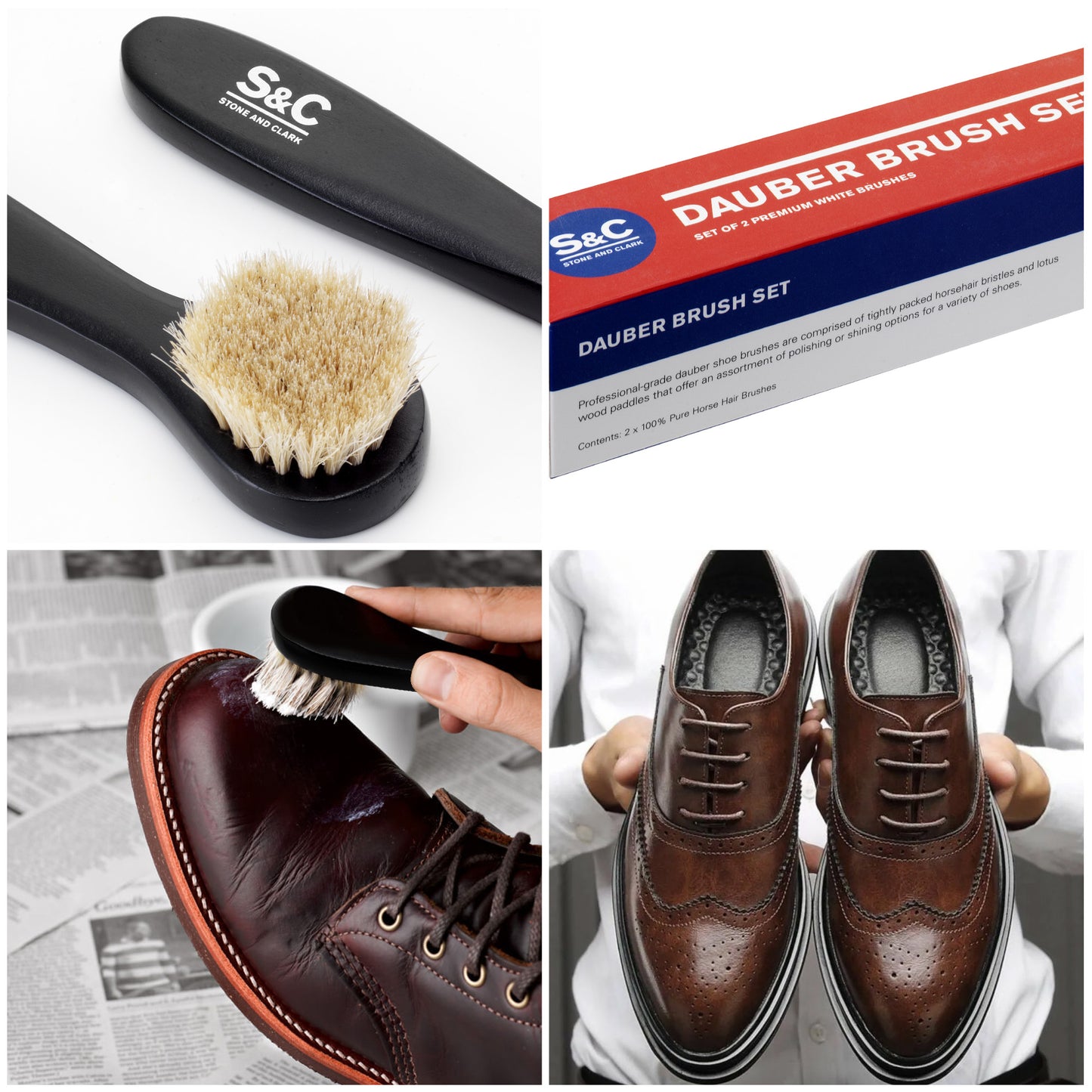 Deluxe Horse Hair Shoe Brush Set