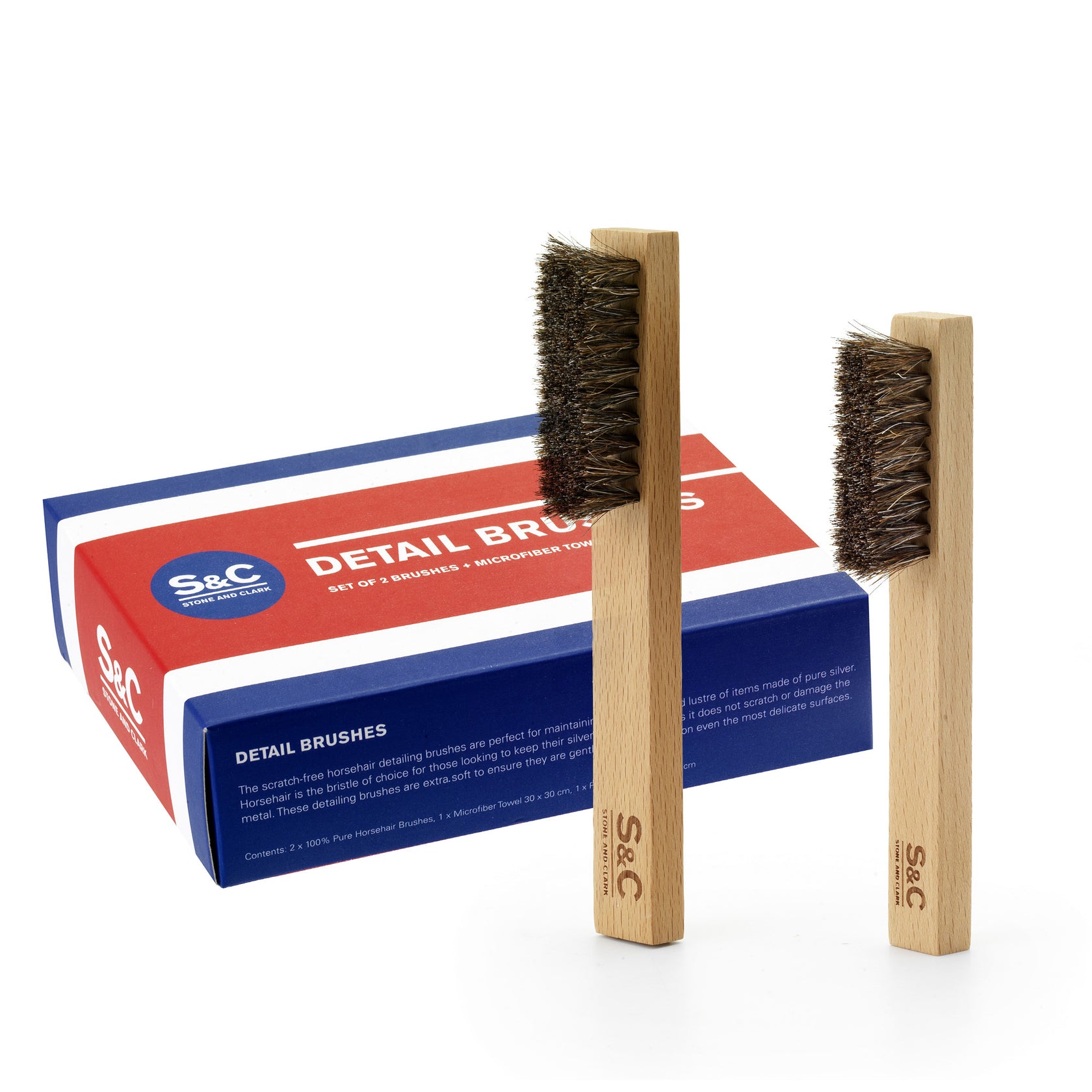 Durable Horsehair Jewelry & Detail Cleaning Brushes Stone&Clark