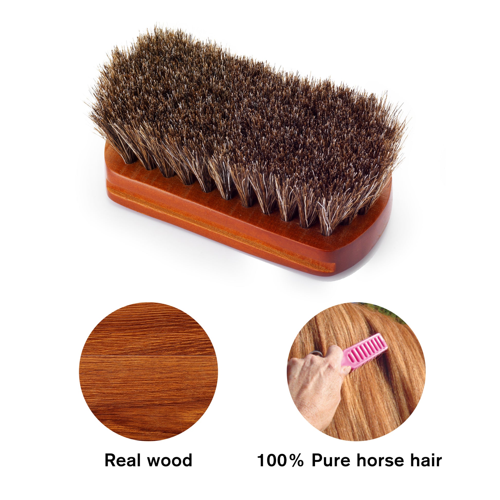 Stone and Clark Portable Mini Horsehair Shoe Brush - Brown