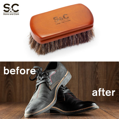 Mini Brown Horse Hair Shoe Brush