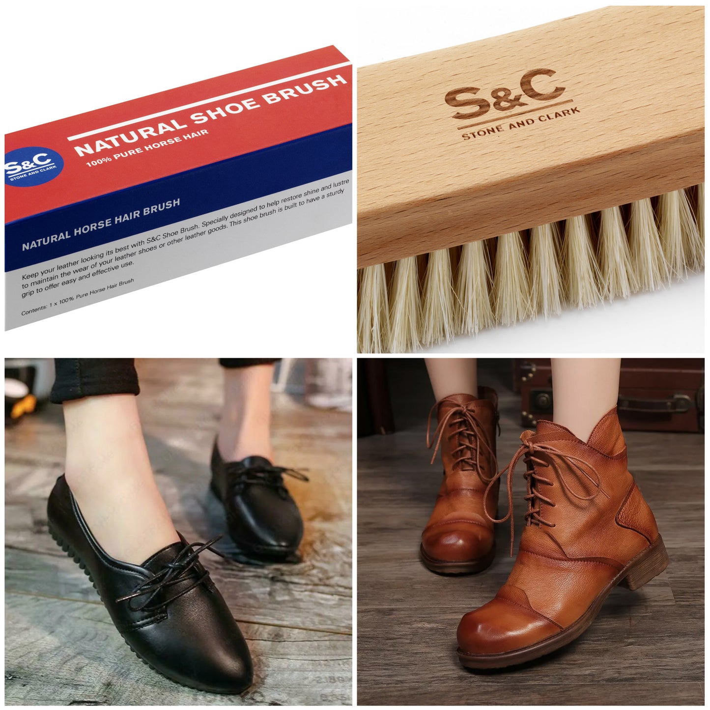 Premium Horse Hair Shoe Brush – Gentle Leather Polishing