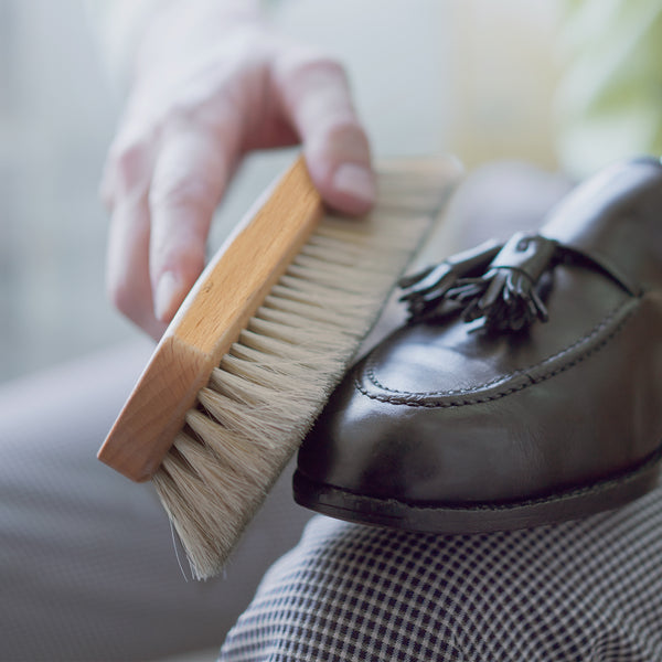 Premium Beige Horse Hair Shoe Brush