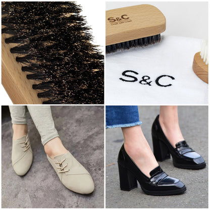 Travel Shoe Brush Set for Polishing and Cleaning Shoes & Sneakers