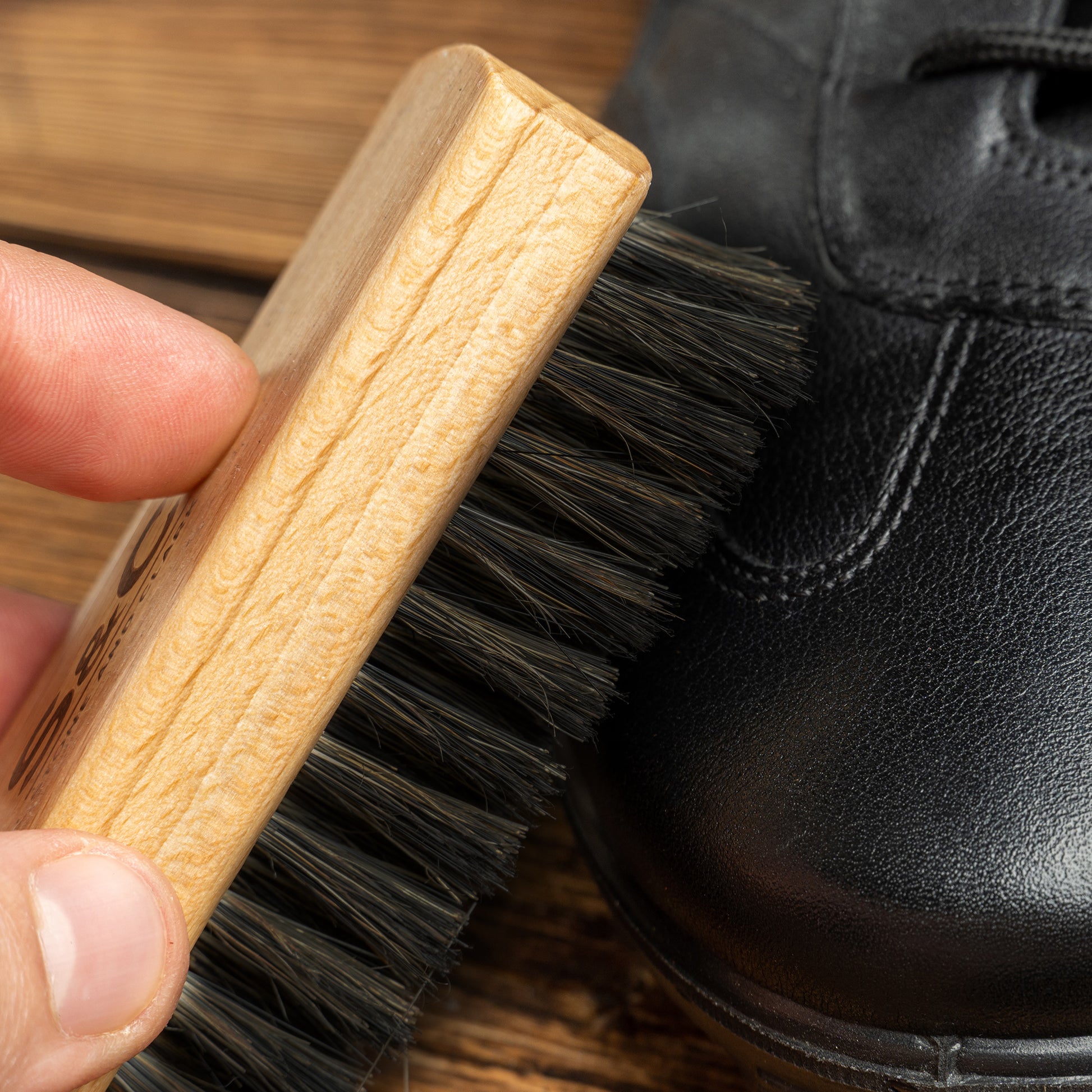 Stone and Clark Portable Mini Horsehair Shoe Brush - Brown