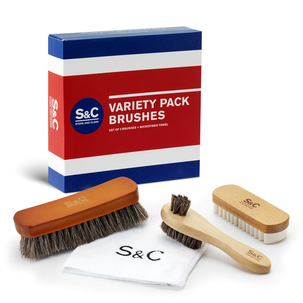 Variety Shoe Brush Kit - Polish, Buff Leather Shoes, Clean Suede, Nubuck Shoes