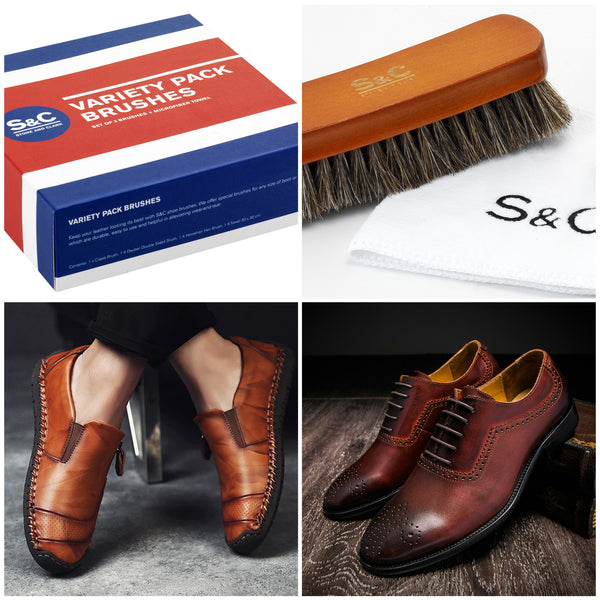 Variety Shoe Brush Kit - Polish, Buff Leather Shoes, Clean Suede, Nubuck Shoes