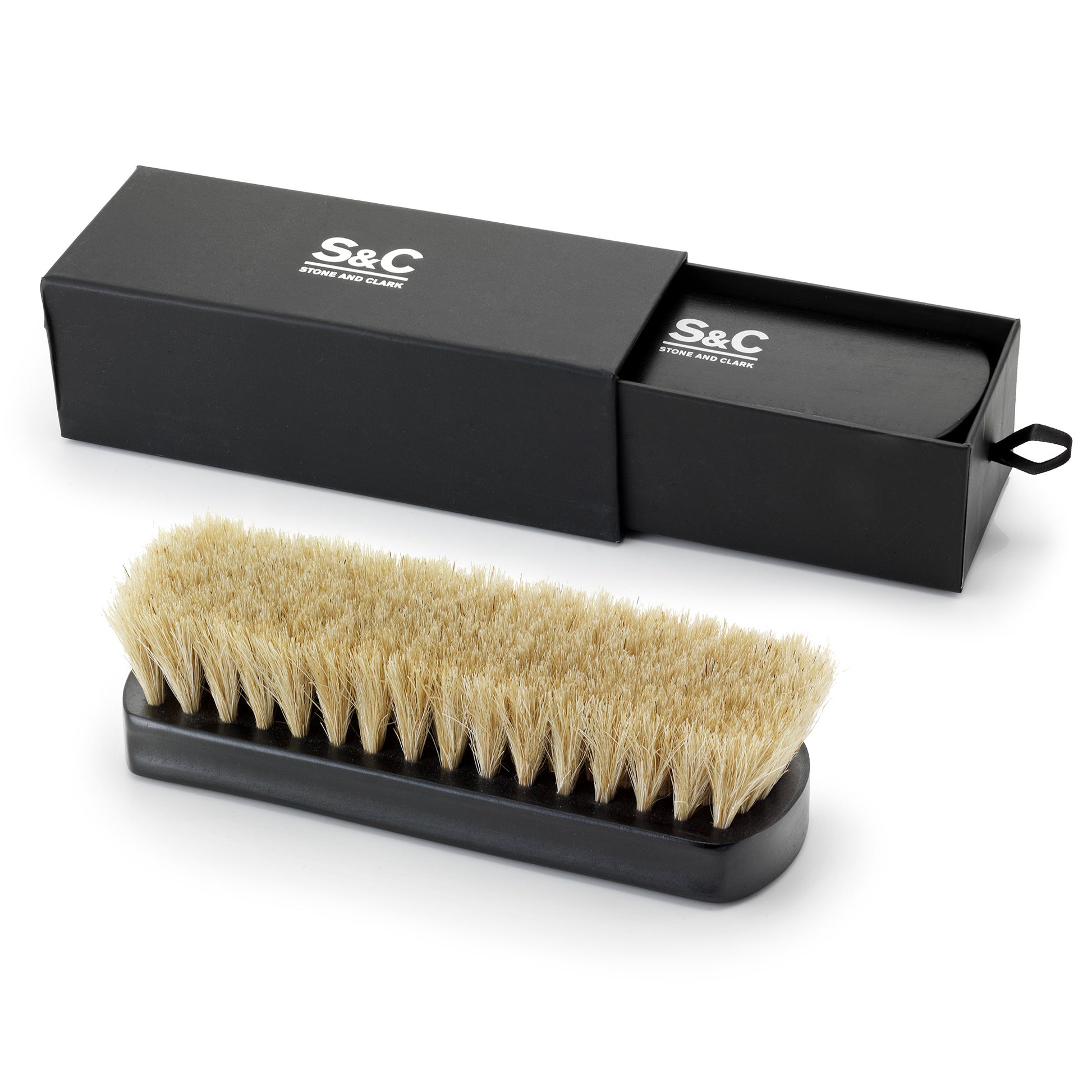 Stone and Clark White Horsehair Leather Shoe Brush
