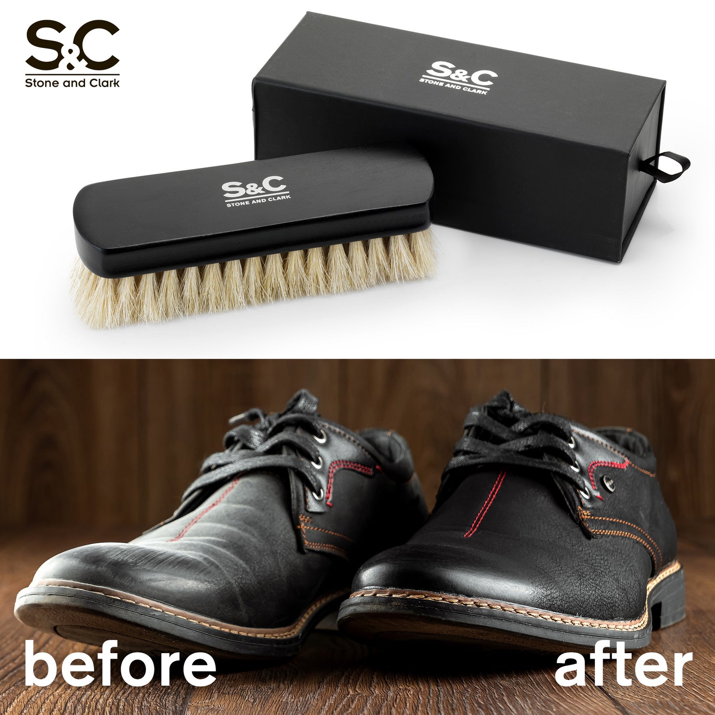 White Horsehair Leather Shoe Brush