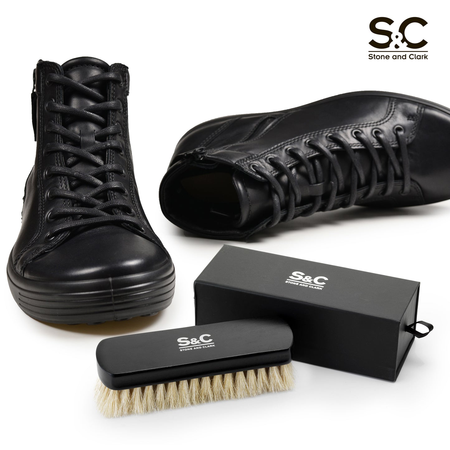 White Horsehair Leather Shoe Brush