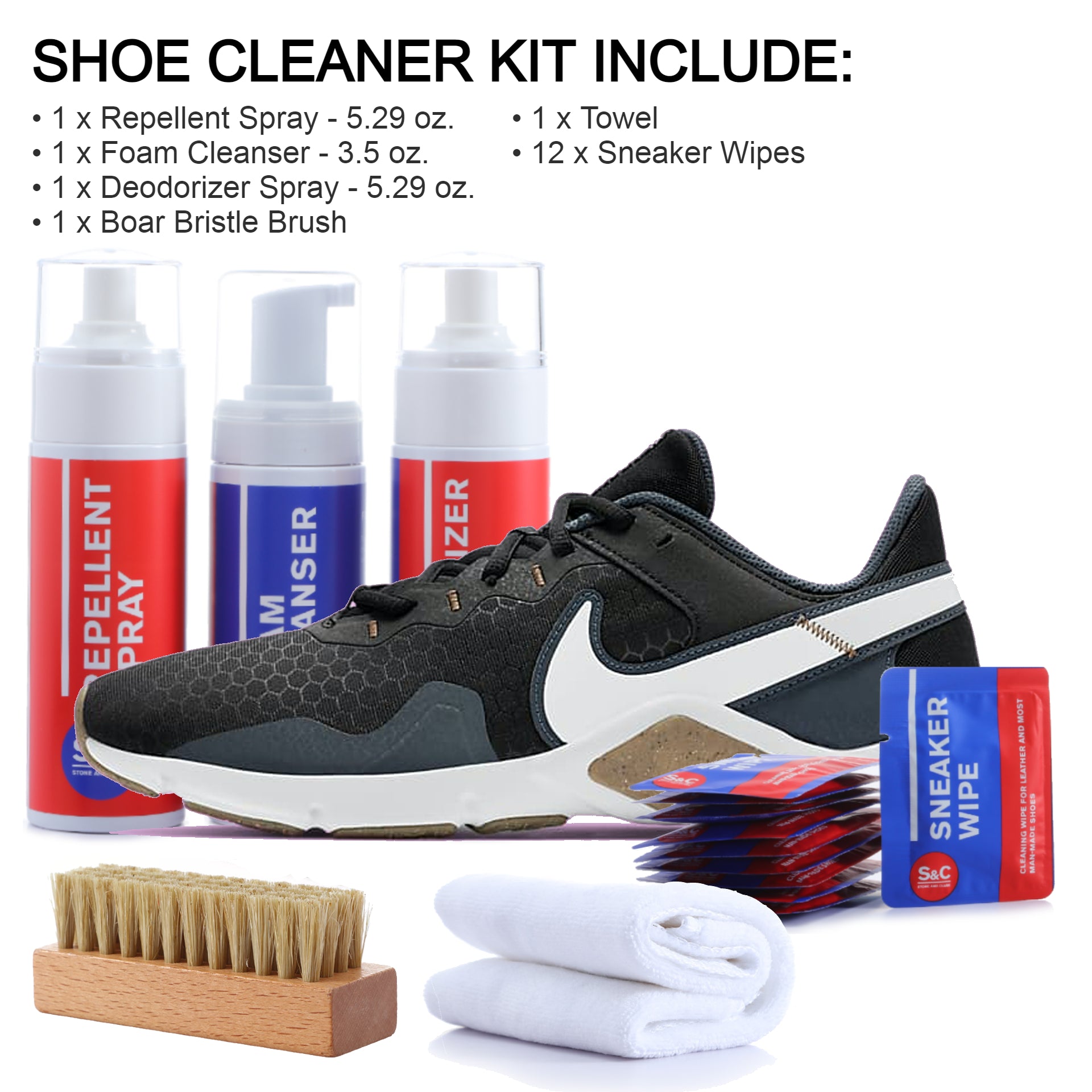 Shoe Cleaner Kit, Easy to use Sneaker Cleaner For Canvas, Nylon, Mesh &  Leather, Shoe Cleaning Kit for Sneakers, White Shoe Cleaner Sneakers Kit 