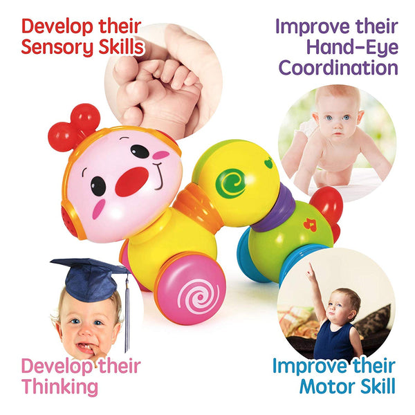 Happy Wiggle Worm – Fun Baby Crawling Toys – For Babies 6+ Months by Groundhog Toys