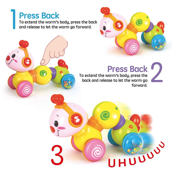 Happy Wiggle Worm – Fun Baby Crawling Toys – For Babies 6+ Months by Groundhog Toys